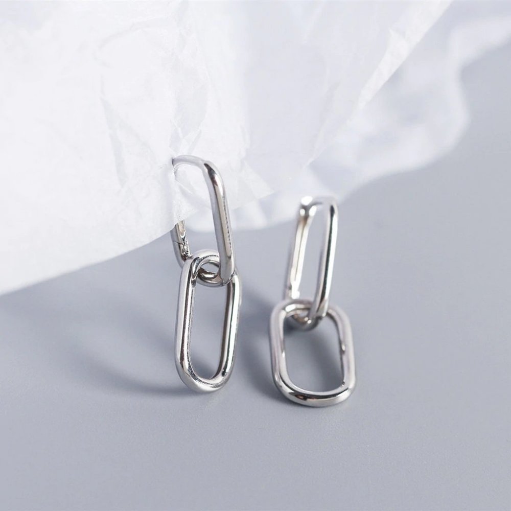*NEW 925 Sterling Silver Double Oval Hoop Earrings - Picture 7 of 10